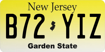 NJ license plate B72YIZ