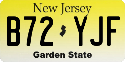 NJ license plate B72YJF