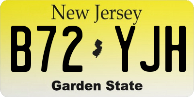 NJ license plate B72YJH