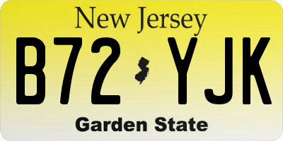 NJ license plate B72YJK