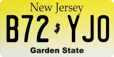 NJ license plate B72YJO