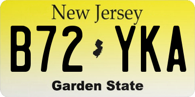 NJ license plate B72YKA