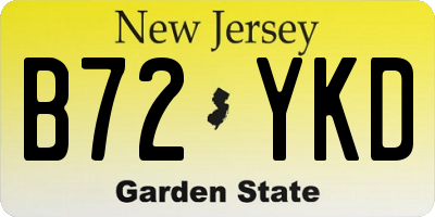 NJ license plate B72YKD