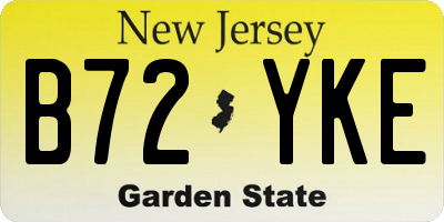 NJ license plate B72YKE