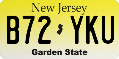 NJ license plate B72YKU