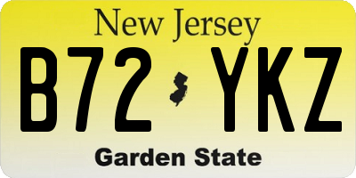 NJ license plate B72YKZ