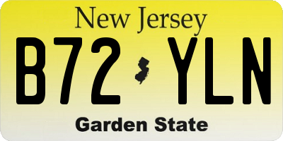 NJ license plate B72YLN
