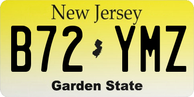 NJ license plate B72YMZ