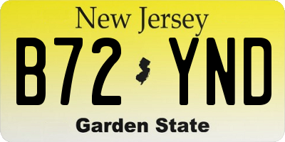 NJ license plate B72YND