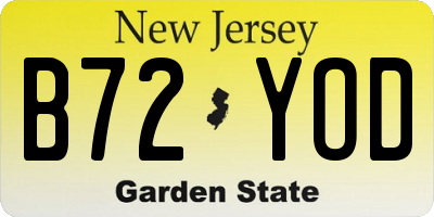 NJ license plate B72YOD