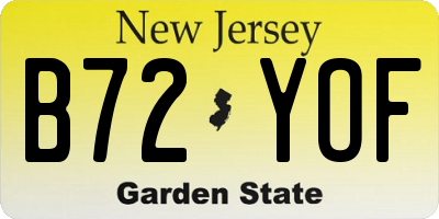 NJ license plate B72YOF