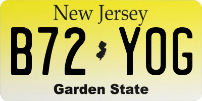 NJ license plate B72YOG