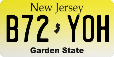 NJ license plate B72YOH