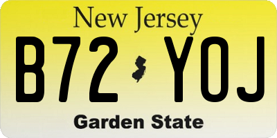 NJ license plate B72YOJ