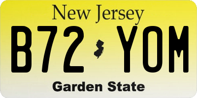 NJ license plate B72YOM