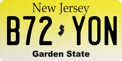 NJ license plate B72YON