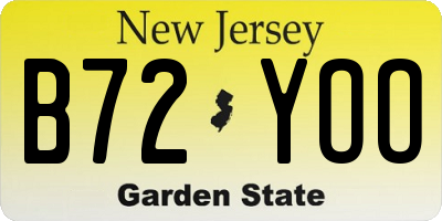 NJ license plate B72YOO