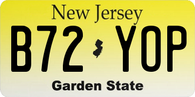 NJ license plate B72YOP
