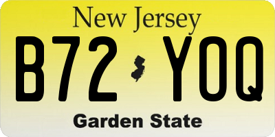 NJ license plate B72YOQ