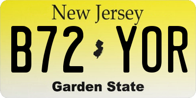 NJ license plate B72YOR