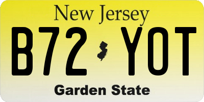 NJ license plate B72YOT