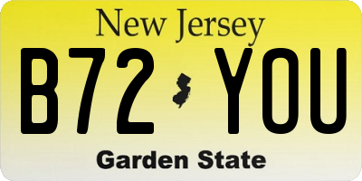 NJ license plate B72YOU