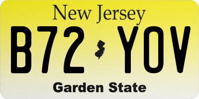 NJ license plate B72YOV