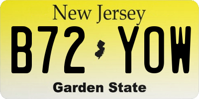 NJ license plate B72YOW