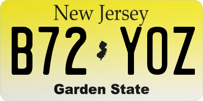 NJ license plate B72YOZ