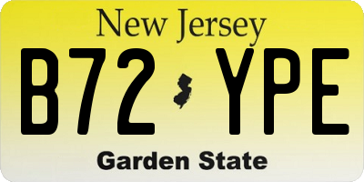 NJ license plate B72YPE