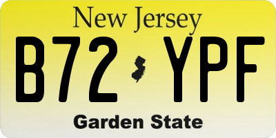 NJ license plate B72YPF