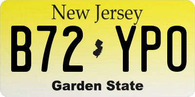 NJ license plate B72YPO