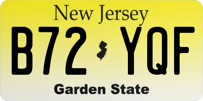 NJ license plate B72YQF