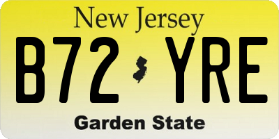 NJ license plate B72YRE