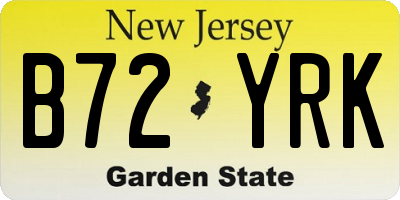 NJ license plate B72YRK