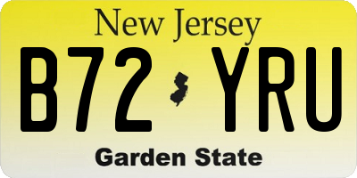 NJ license plate B72YRU