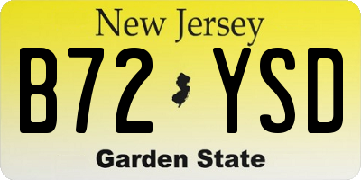 NJ license plate B72YSD