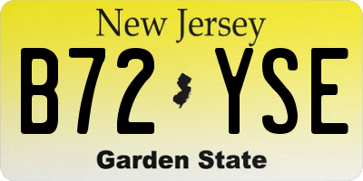 NJ license plate B72YSE