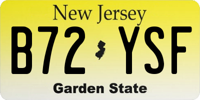 NJ license plate B72YSF