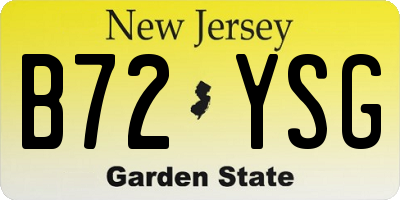 NJ license plate B72YSG