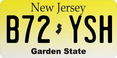 NJ license plate B72YSH
