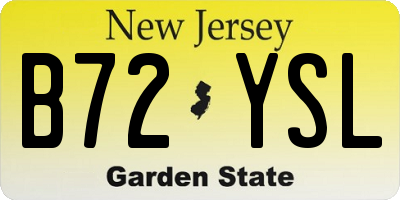 NJ license plate B72YSL