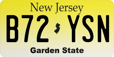 NJ license plate B72YSN