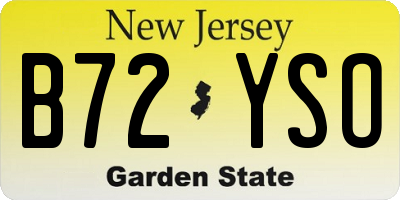 NJ license plate B72YSO