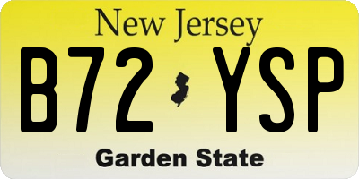 NJ license plate B72YSP