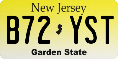 NJ license plate B72YST