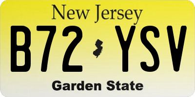 NJ license plate B72YSV