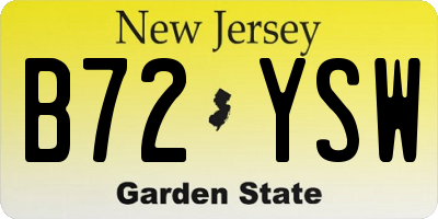 NJ license plate B72YSW