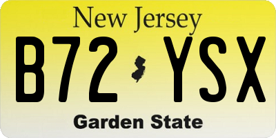 NJ license plate B72YSX