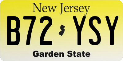 NJ license plate B72YSY